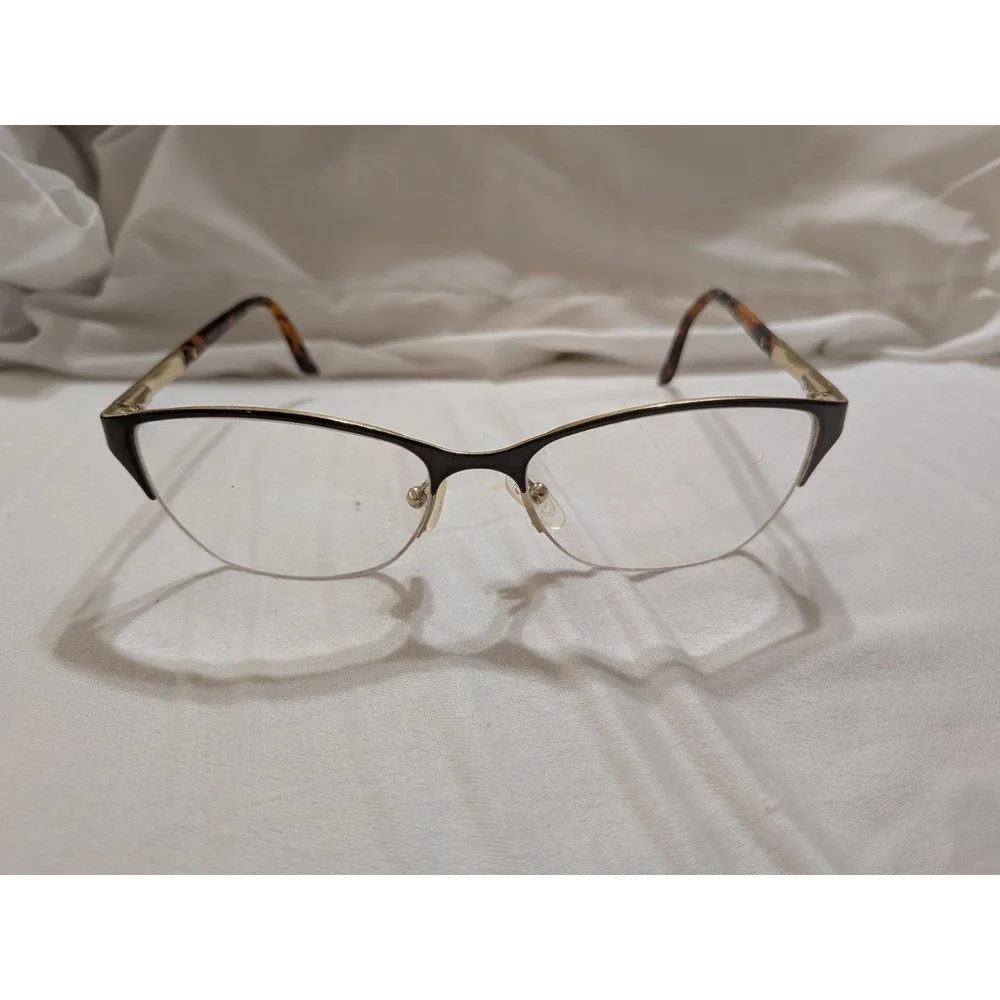 VERSACE EYEGLASSES FRAME 1218 1344 53/17/140 DARK BROWN/TORTOISE HALF RIM